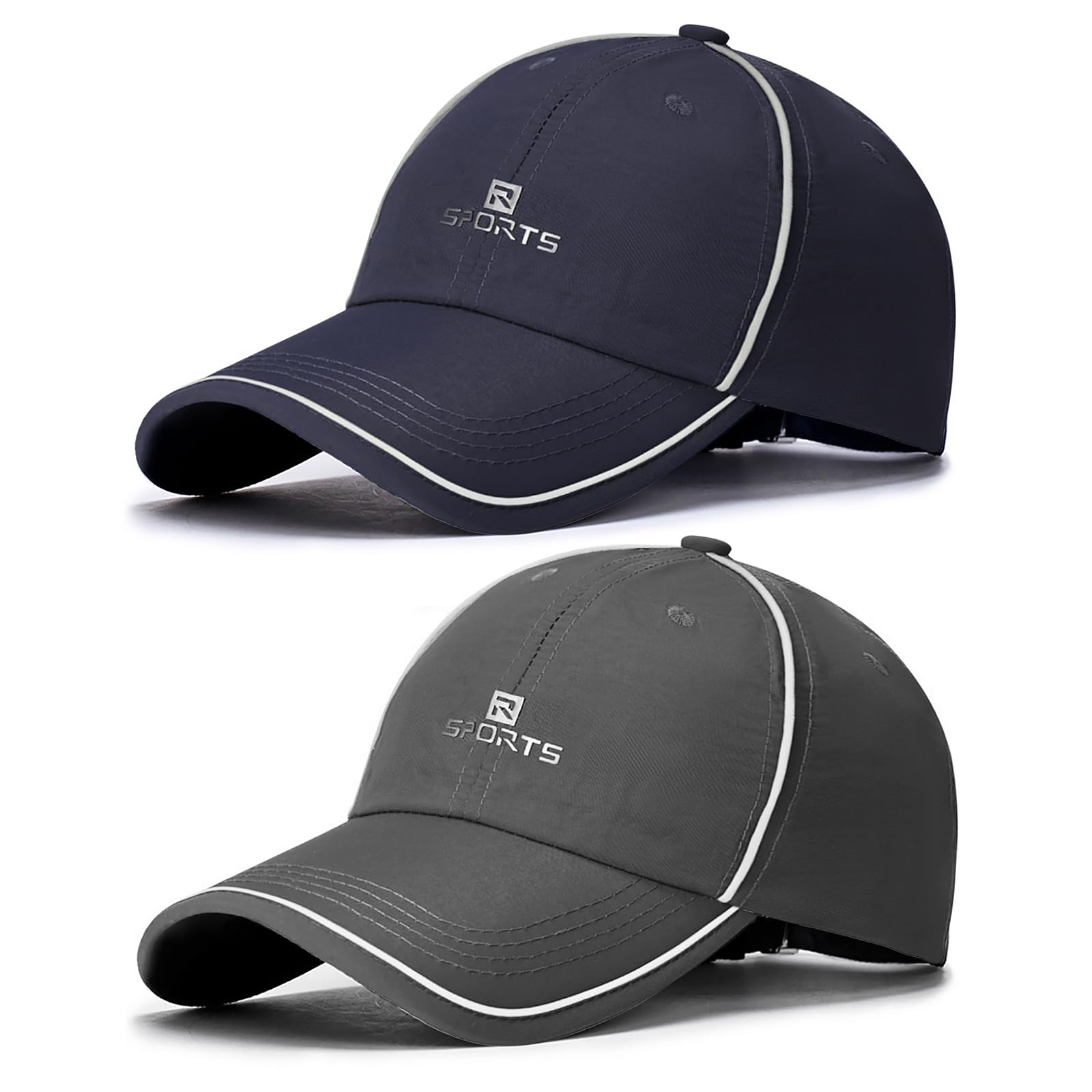 2 Packs Gorra de Béisbol Secado Rápido Hombre, Gorra de Béisbol Protección Solar Transpirable Resistente Al Sudor, Sombrero de Pesca Senderismo Plegable para Deportiva el Sol al Aire Libre