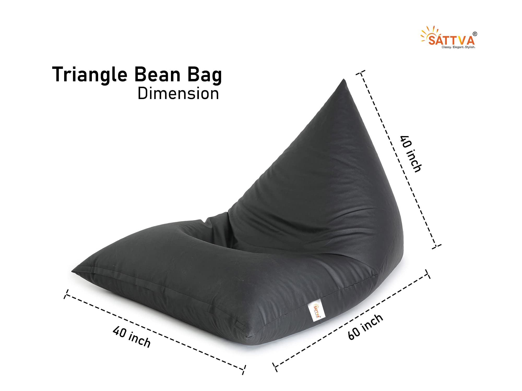 HYKE SATTVA 5ft Triangle Bean Bag For Adults Big Bean Bag