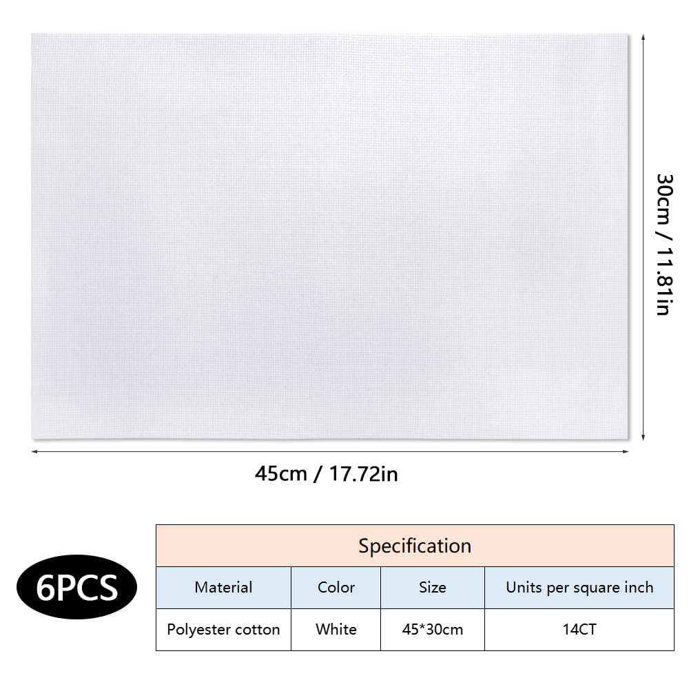 Tela Aida Per Punto Croce 11CT - 6 Pezzi 20x20cm In Cotone, Con Cerchio Per Ricamo, Ideale Per Principianti E DIY - Foto 2