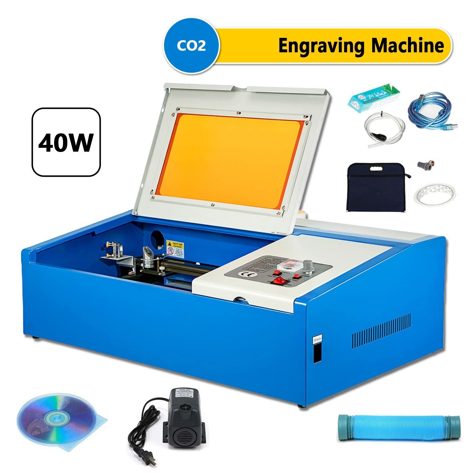 Máquina cortadora de grabado CO2, grabadora K40, puerto USB de 300x200mm y pantalla Digital con 4 ruedas Para uso doméstico diario