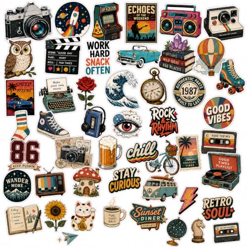 Image of Zesta Aesthetic Stickers for Laptop /Waterproof Anime Decal for Books /Vinyl Sticker for Fridge /Easy to Use Korean Car Sticker Kawaii Cute Stickers (Vintage)