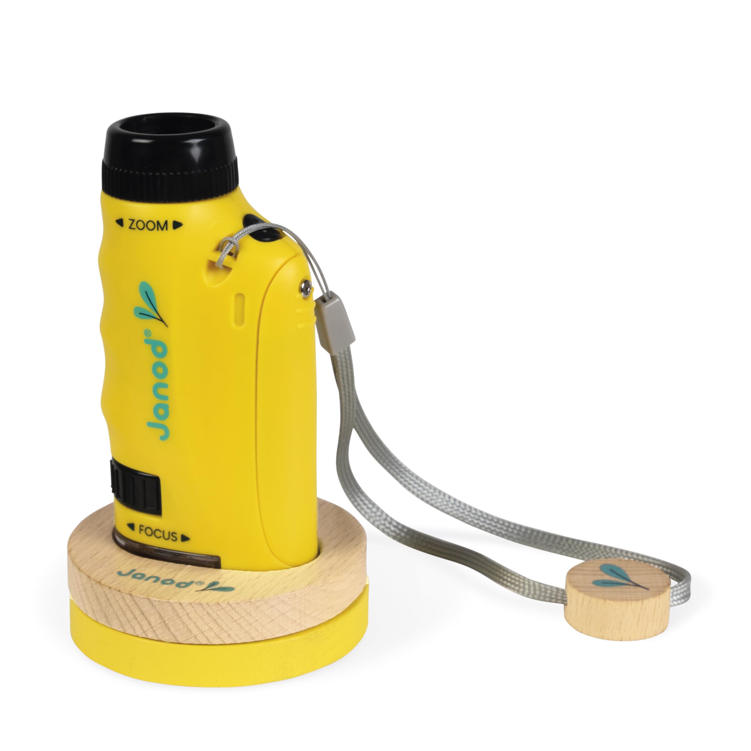 Janod - Microscopio Tascabile Nomade per Bambini - Ingrandimento 50x-250x + Supporto in Legno - Concepito per Scoprire la Natura e Il Giardino - dai 3 Anni