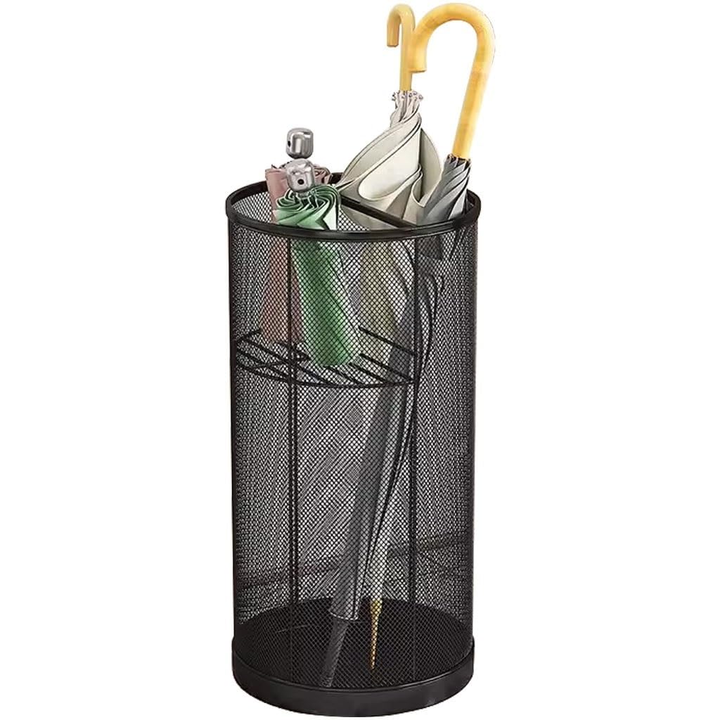 Flyiodfcxv Black Umbrella Stand, Large Capacity, Hollow Cylindrical Umbrella Stand, Long/Short(,25 * 50Cm)