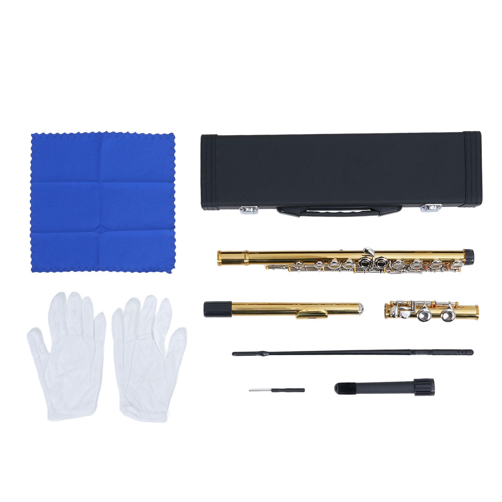 Yctze Flauta C de Latón de 16 Teclas, Flauta Pulida a Mano con Capa Protectora, Estuche y Kit de Limpieza, Instrumento Musical para Estudiantes Principiantes