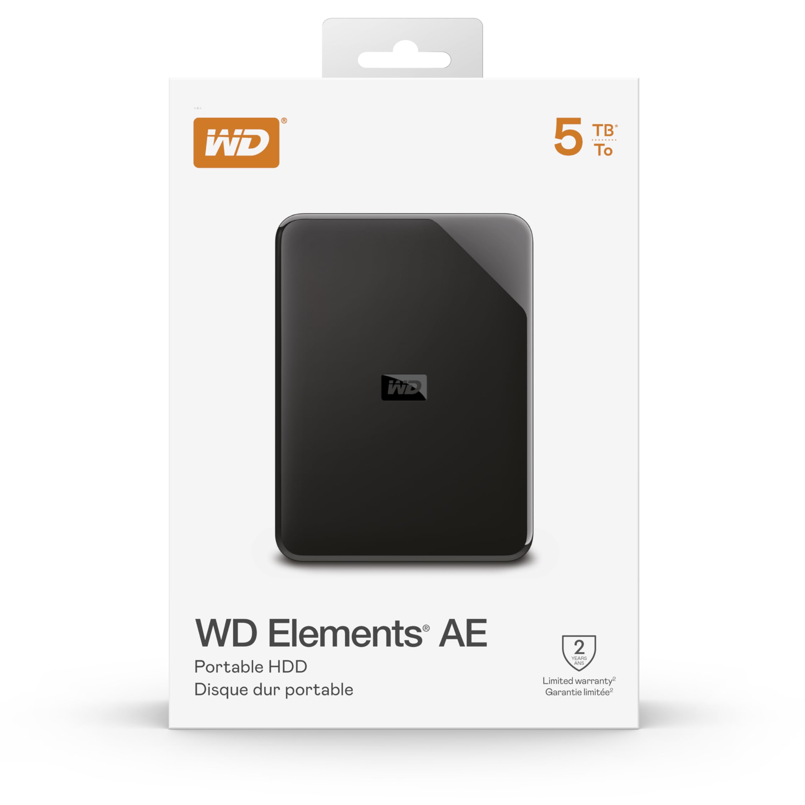 WD 5TB Elements AE Hard Disk Esterno Portatile, USB 3.2 Gen 1 SuperSpeed/USB 3.0, Espandibilità plug-and-play, Formatto per Windows, Nero