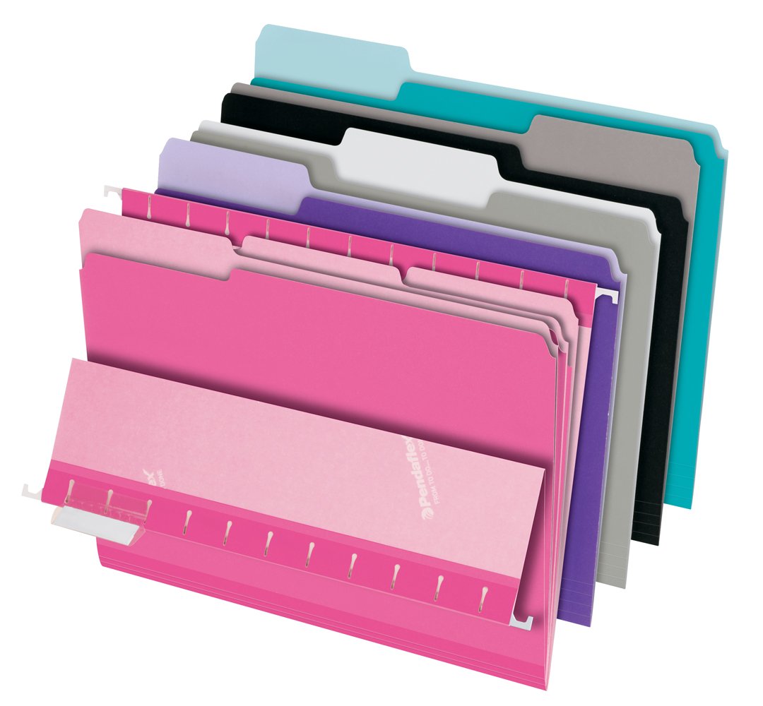 Pendaflex 1/3 Cut Top Tab Pastel Interior File Folders 100 Pack (421013ASST2)