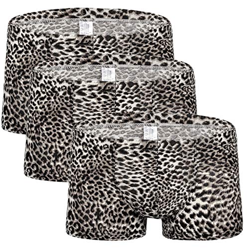 Naturemore Men's Leopard-Print Breathable Mesh Underwear Sexy Buttocks Sexy Low-Rise Briefs