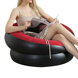 Silla Hinchable,Sillón Sofá Hinchable | Portátil con Textura Flocado para Exterior e Interior Jardín Terraza Acampada Noche de Películas Dormitorios Sala de Estar Habitación
