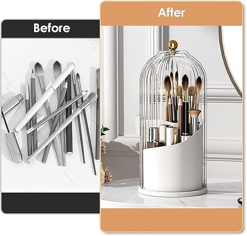 Miniatura 5 de Soulona - Organizador de maquillaje para tocador, organizador de maquillaje Soulona, organización de baño pequeña, elegante organizador de