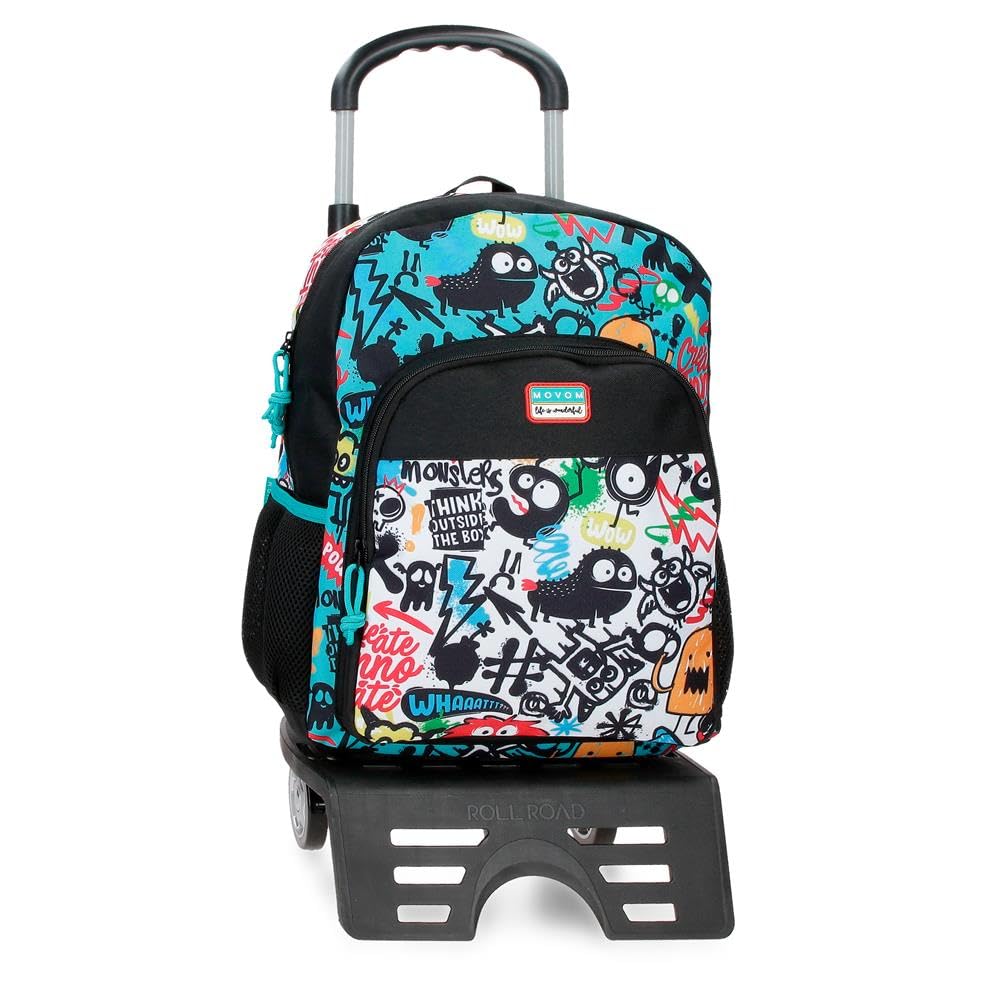 Movom Monsters Mochila Escolar Negro 30x40x13 cm Poliéster 15,6L