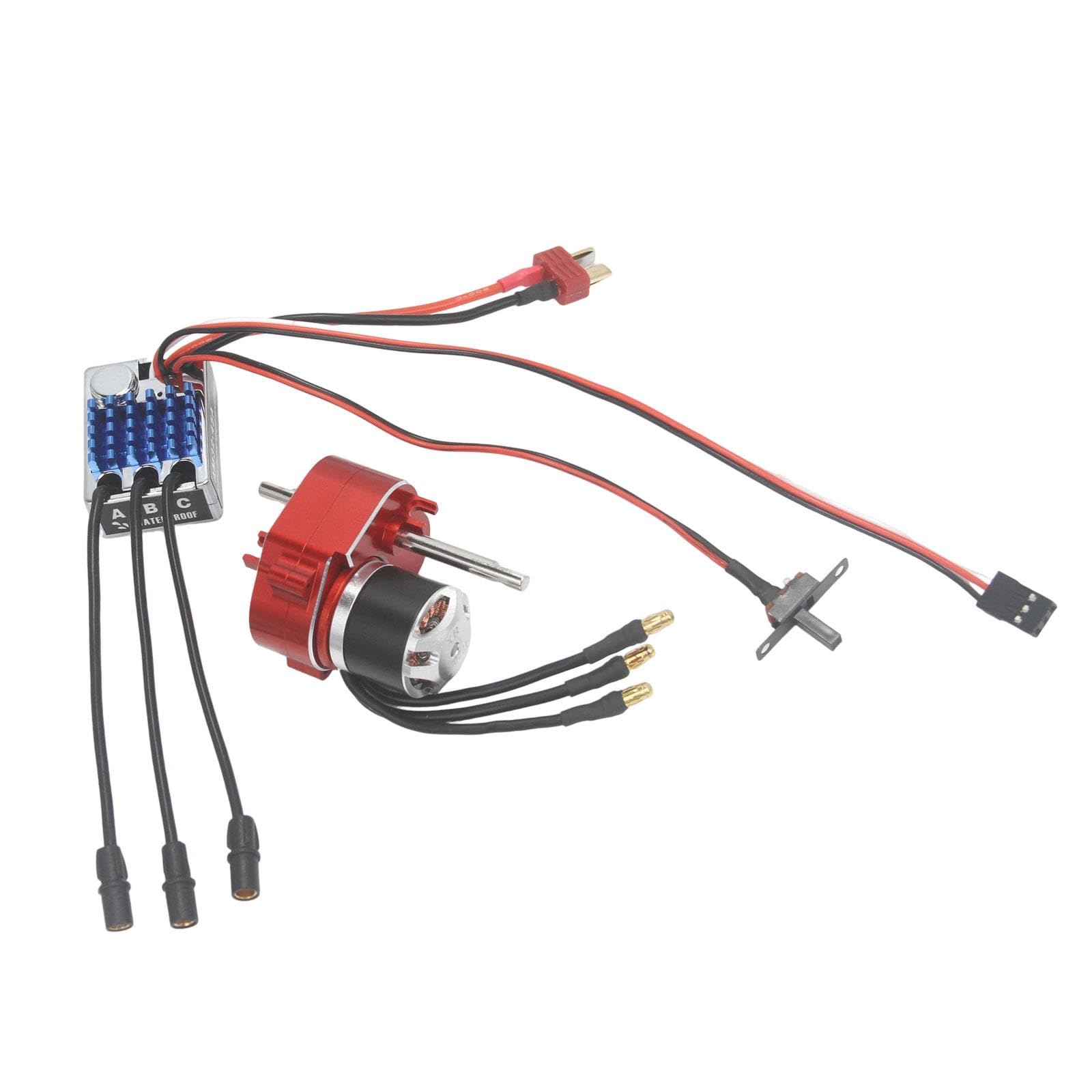 Colaxi Brushless Motor Metal Gearbox ESC Combo RC Accessories for 1/12 RC Car Replace Parts Electric Speed Controller for MN78 MN99S, Red T