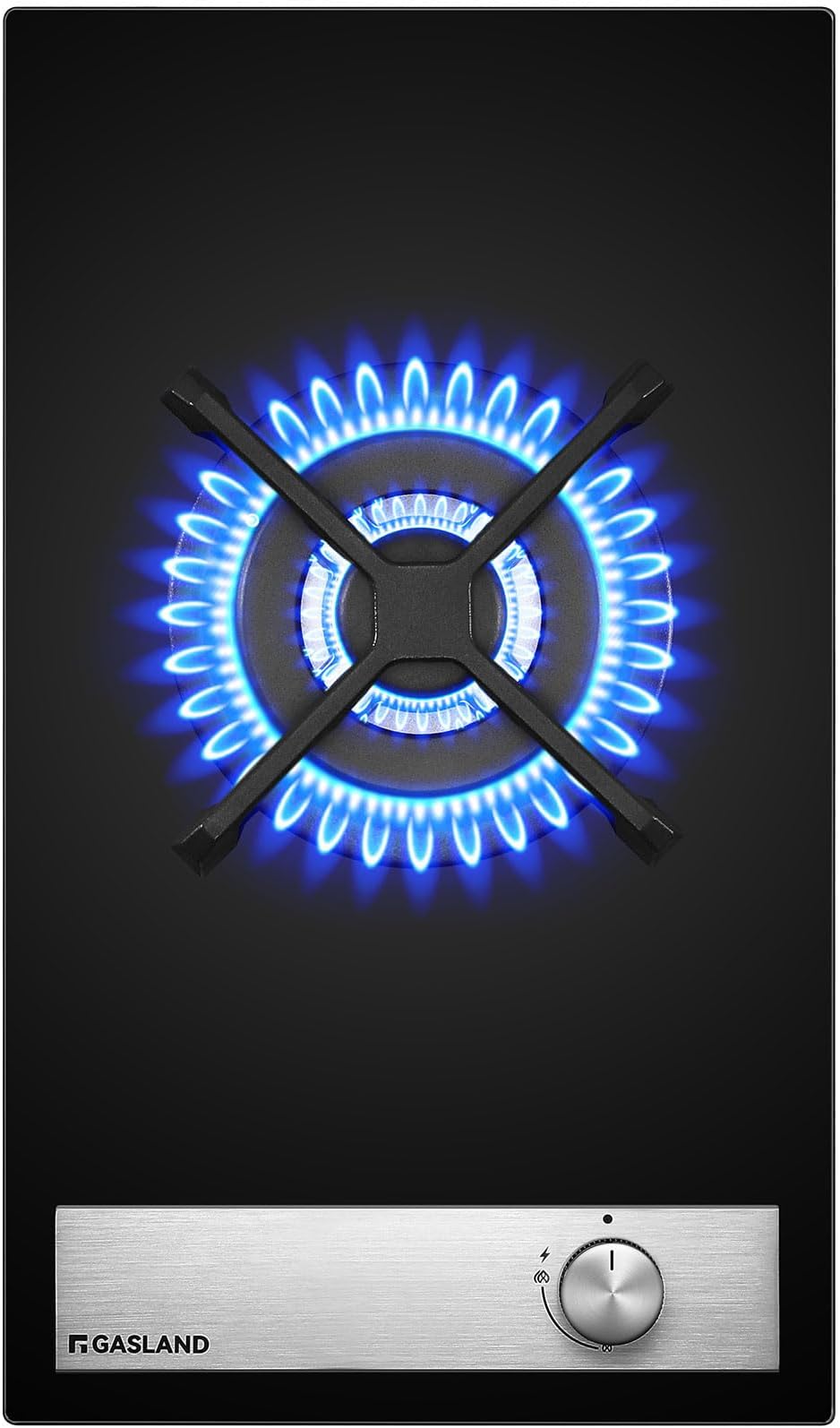 GH12BF 30 cm Built-in Gas Hob, Black Tempered Glass Gas Cooktop, 3.4 kW Triple Ring Burner, NG/LPG Convertible