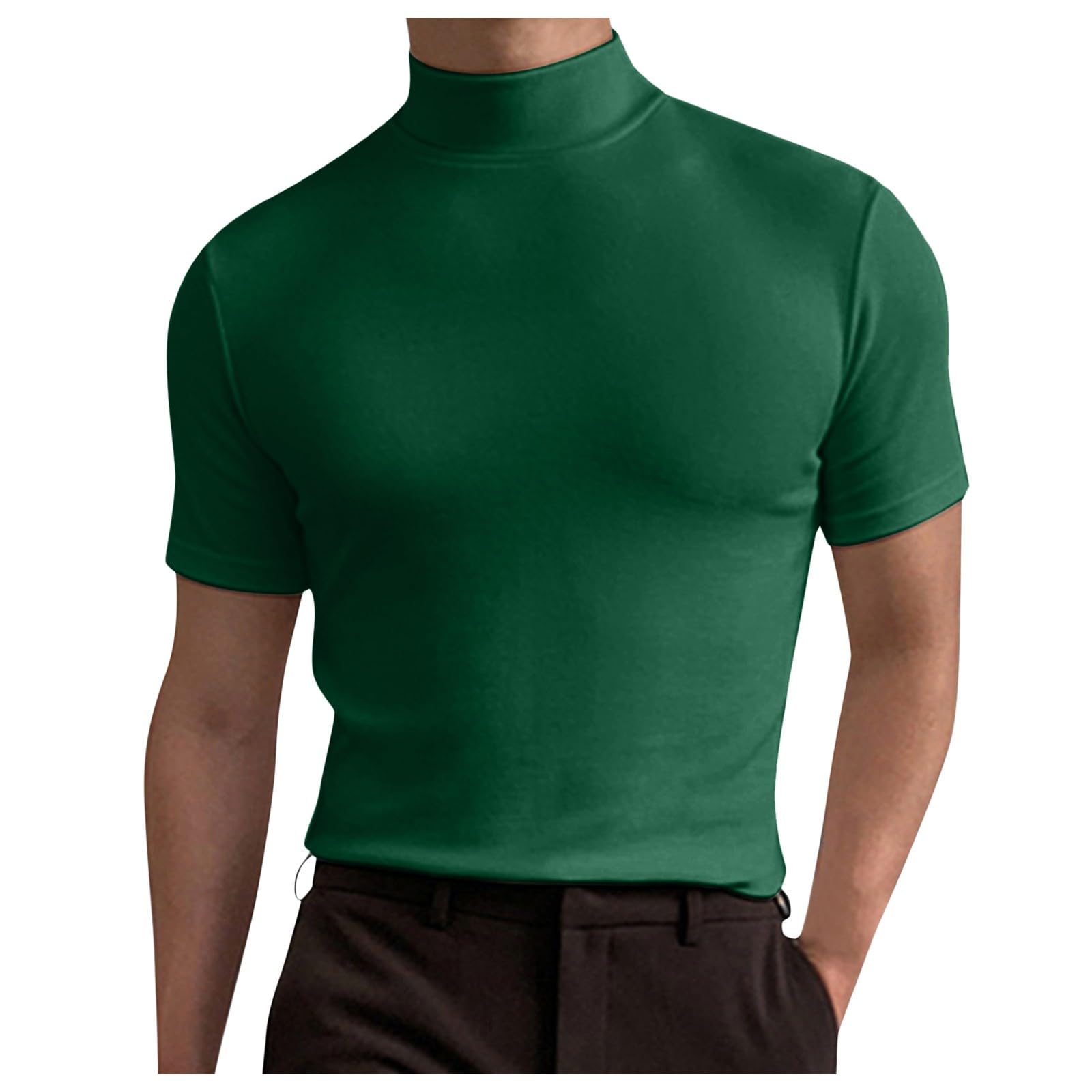 【新品】ハイネック モックネック 半袖　４(Ｍ)サイズ モックネック ニット 半袖 ハイネック ゴルフウェア メンズ 半袖