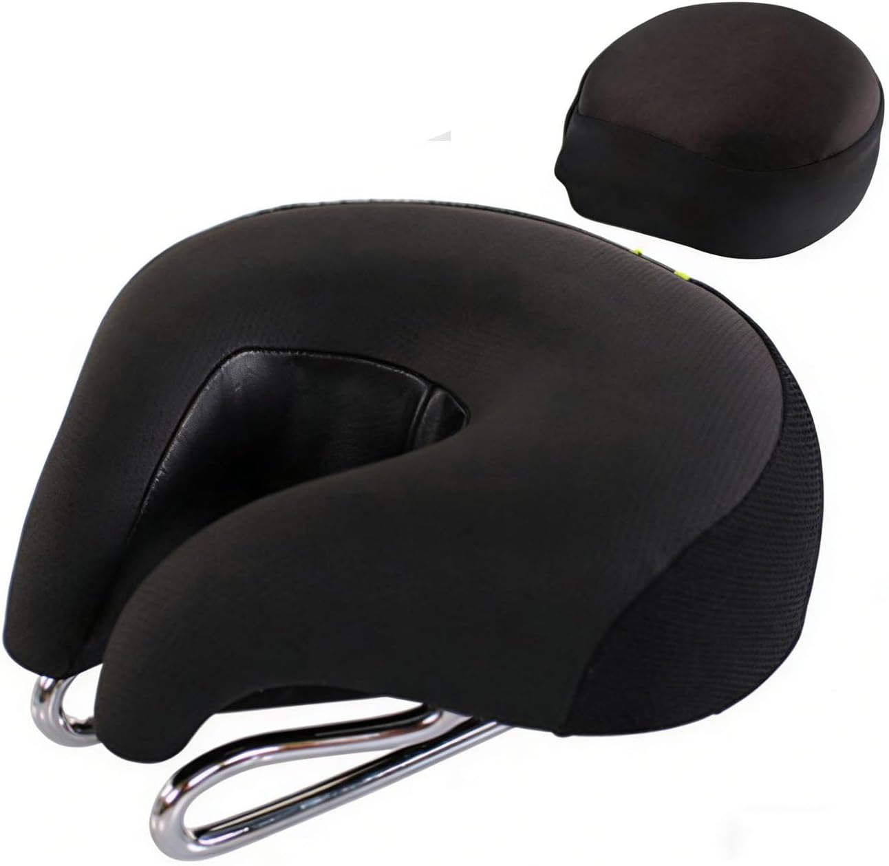 U-Shaped Bike Saddle, Thickened PU Leather Sponge Steel Seat with Hollow Breathable Anti-Slip Design, Comfortable Shock-Absorbing Easy Detachable for Mountain Road Bikes