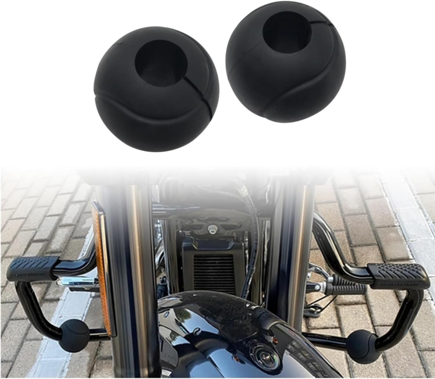 Motorcycle 25-32mm Tube Bars Anti Fall Bumper Spherical Crash Protector Bumper Universal Black Rubber Drop Cushion Ball for I-ndian H-Arley H-onda K-awasaki S-uzuki Engine Bars Accessories