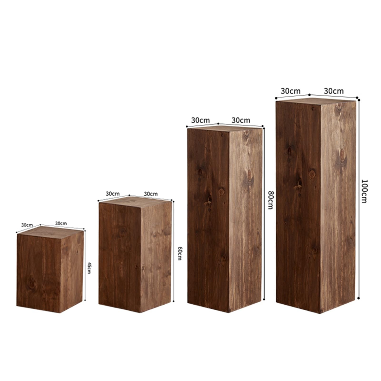 Pedestal Cubo Madera, Base Plataforma Exhibición Esculturas Cubo, Pilares Pedestal Cuadrados para Tiendas Ropa para Decoraciones Fiestas Exhibición(marrón,30X30X45cm)