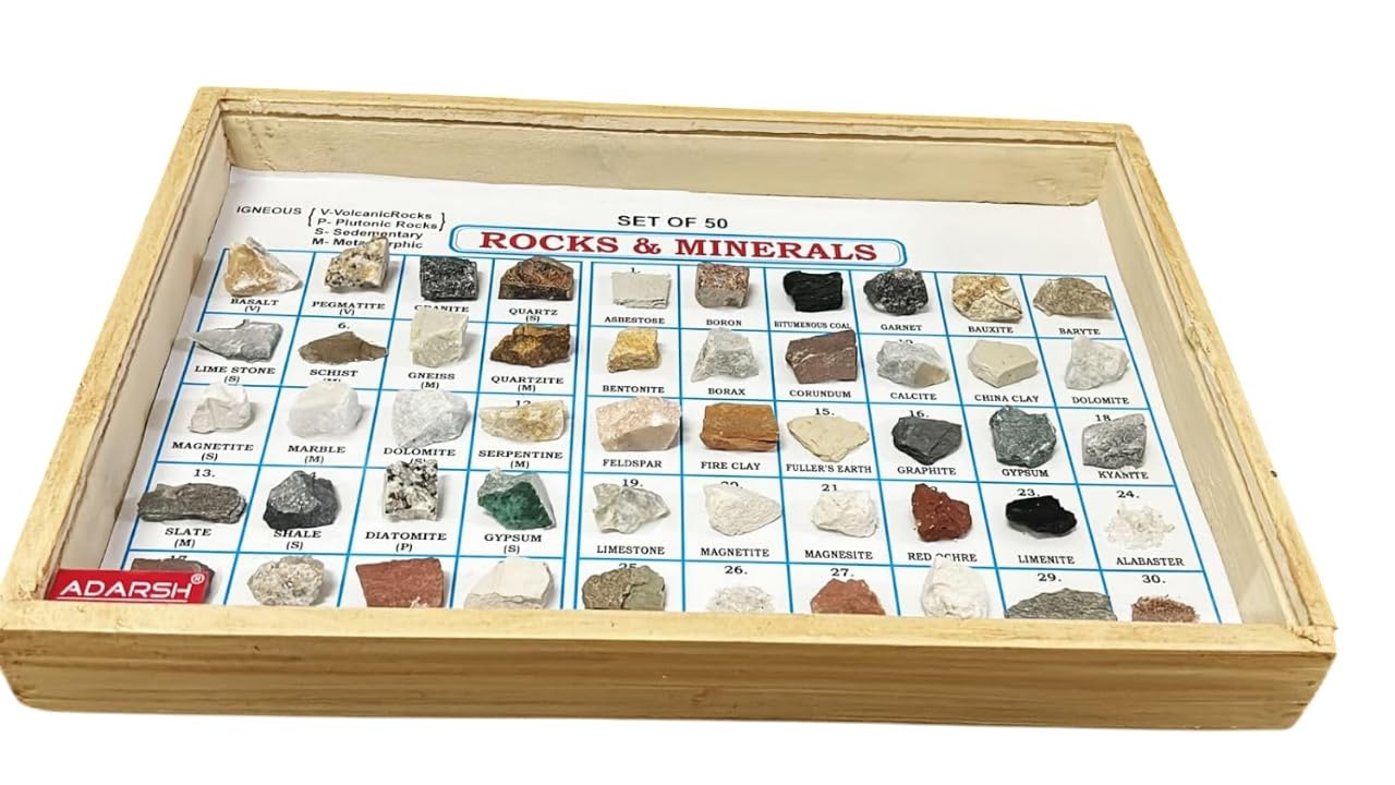 AI-Rock & Minerals Used for Education | Geography & Survey Equipment | Scientific and Laboratory Product, Set of 50 | Rock Mineral Collection Geology Kits ideal for Study of Earth Stone
