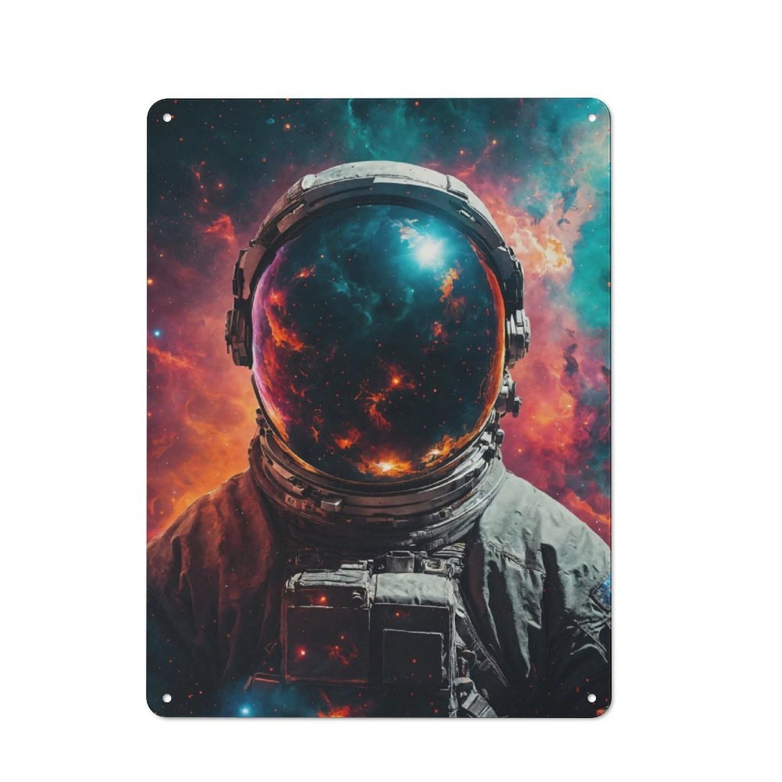 Junmoney Astronaut Cosmic Portrait Vintage Tin Sign 40X30cm With For Garage Wall, Suited To People Furnishing A Garage