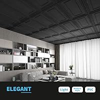 Vista 2 de Art3d - Paquete de 12 azulejos para techo suspendido, paneles de PVC de 61x71 cm en negro