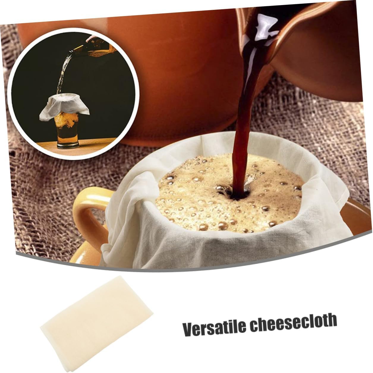 2 Piece Cheese Cloth Strainer, Cotton Yarn, Reusable for Cooking