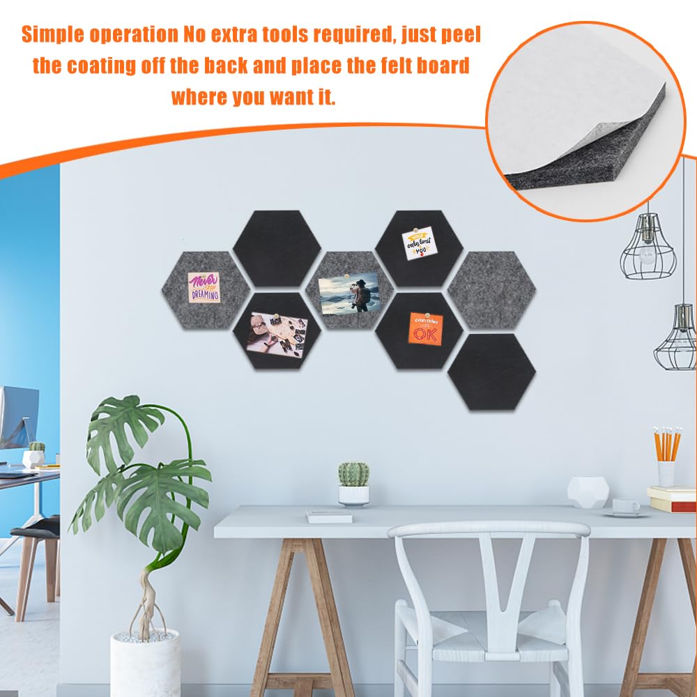 Bacheca in feltro, autoadesiva, con 60 spille, 6 pezzi da 30 cm x