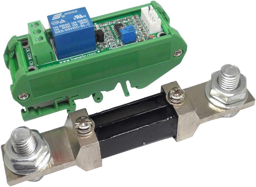 DC300A 5V Current Shunt Sensor - DC Current Detection Sensor Module - Relay Output - Over-Current Short Circuit Protection Green + Black (with Base)