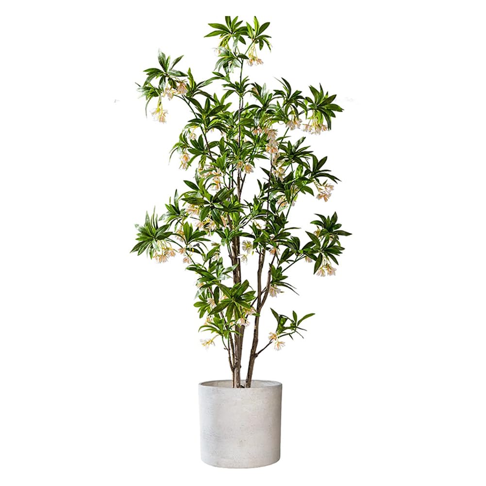 SWENEEN 180Cm High Artificial Water Stone Banyan Tree,Indoor Artificial Tree Potted Plant With Realistic Artificial Flowers,Decorative Green Artificial Tree,Tall Simulation Plant,L High 180cm