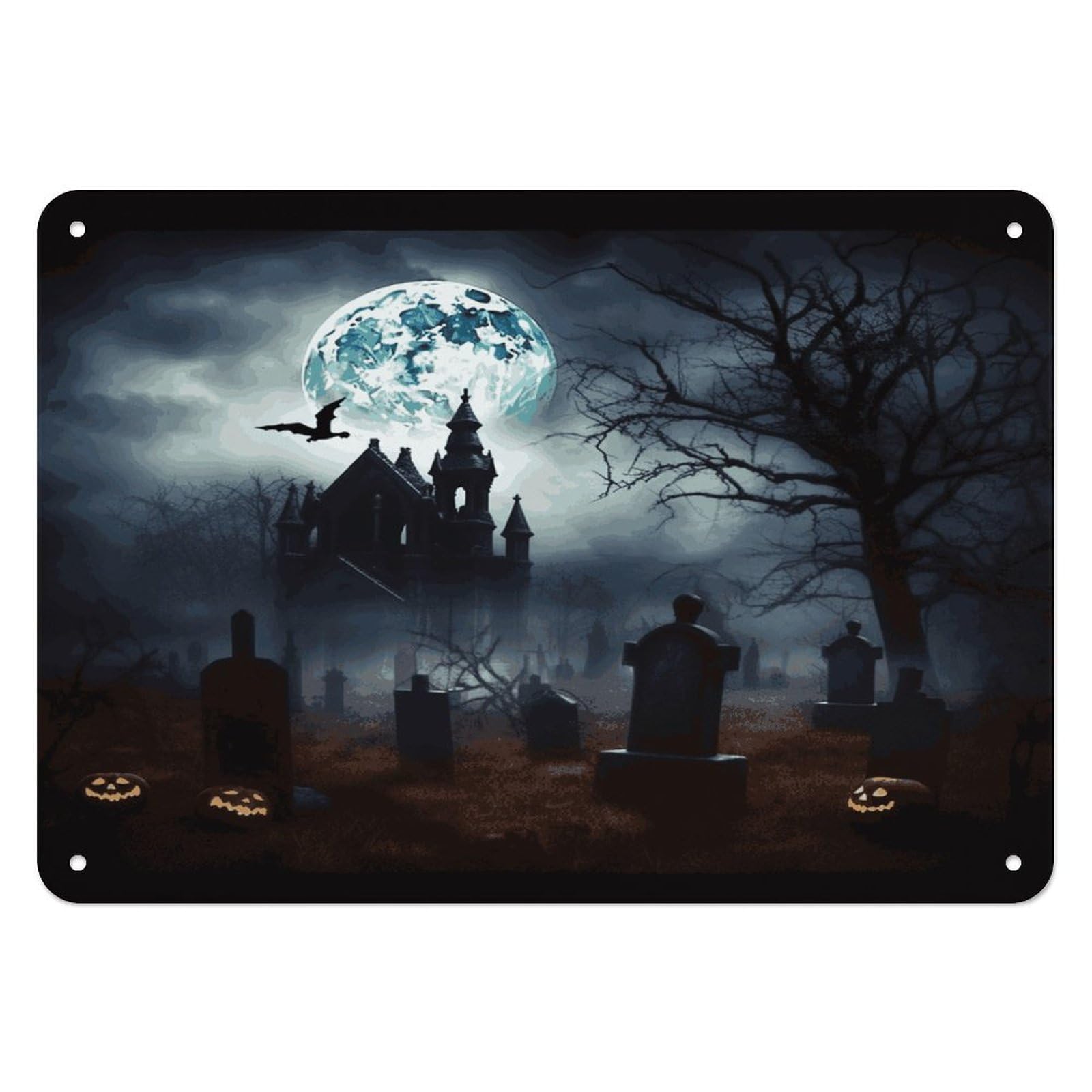 Fekiloot Style Gothic Happy Halloween Wall Decor Iron Painting Metal Sign