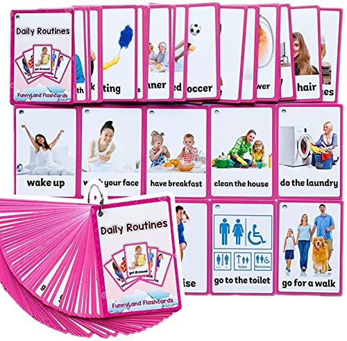 Juego de 45 Tarjetas de Memoria de rutinas diarias para niños pequeños|Juego de Tarjetas de Rutina Especiales de Aprendizaje guarderías/Maestros/terapeutas de Autismo