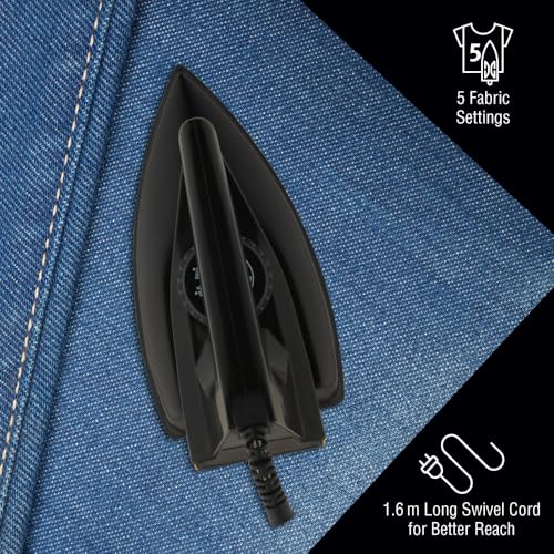 Image of USHA EI 3160-M Dry Iron | 600W | Non-stick PTFE Coated Sole Plate For Easy Gliding & Long Life | 1.6 m Long Cord | Dual Layer Safety | 2 Year Warranty