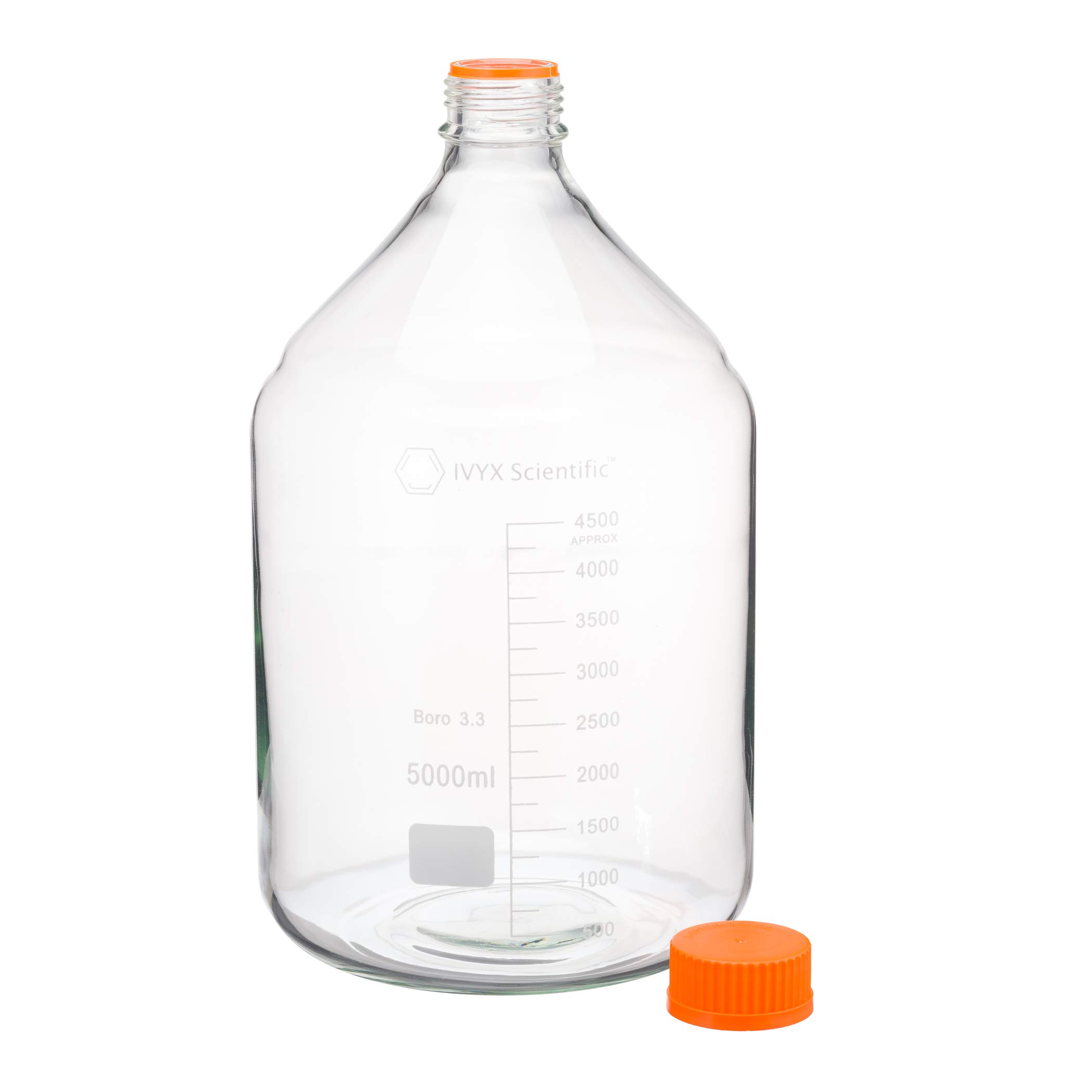 Bouteille Laboratoire Verre Borosilicate 5L - Bouchon GL45 - Autoclavable Et Graduée