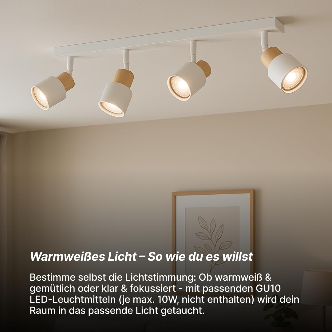 Brilliant Pini LED Spotbalken 4x GU10, 58 cm, Schwenkbar, Dimmbar