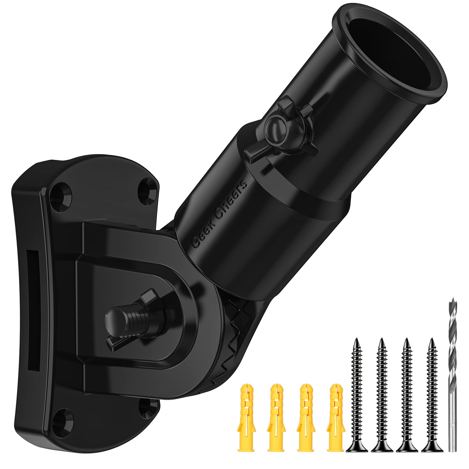 Flag Pole Holder, Multi-Positions Flag Bracket Heavy Duty T304 Stainless Steel Flag Mount for House & Estate - Sturdy Rust Free, 1 inch Diameter Adjustable Angle Mounting Bracket(Black)