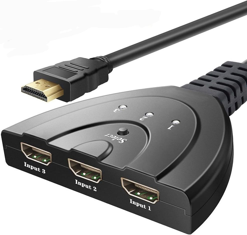 HDMI Switch Splitter, Joney 3 in 1 Out Port 4K Hdmi Cable,Support 1080P/3D,HD TV,LCD,PC,Projector,Auto Switch to Any HDMI Input Device by Press The Button