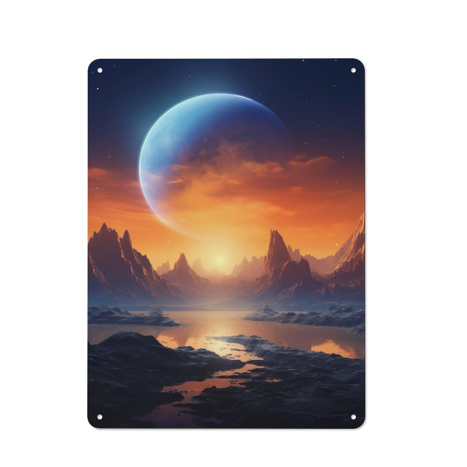 Junmoney Style-22 Classic Mountains And Planets Kitchen Metal Sign 40X30cm, Kitchen Wall Decor For Kitchen, Cafe, Pantry Or Dining Room