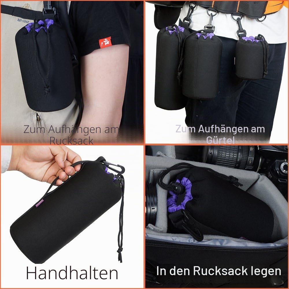 CADeN Objektivtasche, 4 Größen wasserdichte Kamera Tasche 5mm Dickem Neopren Soft Schutz Taschen Für Objektiv Canon Nikon Sony Pentax Tamron Sigma