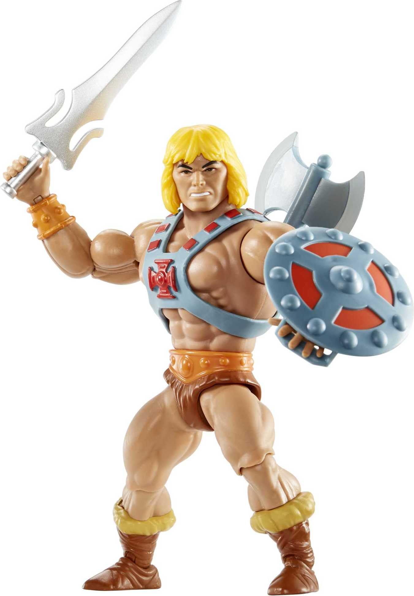 Masters of the Universe Origins He-Man Figurka (ok. 14 cm w skali), główny bohater serialu „He-Man i władcy wszechświata” z lat 80., szczegółowy wygląd, zabawka dla dzieci 6+, JNP97