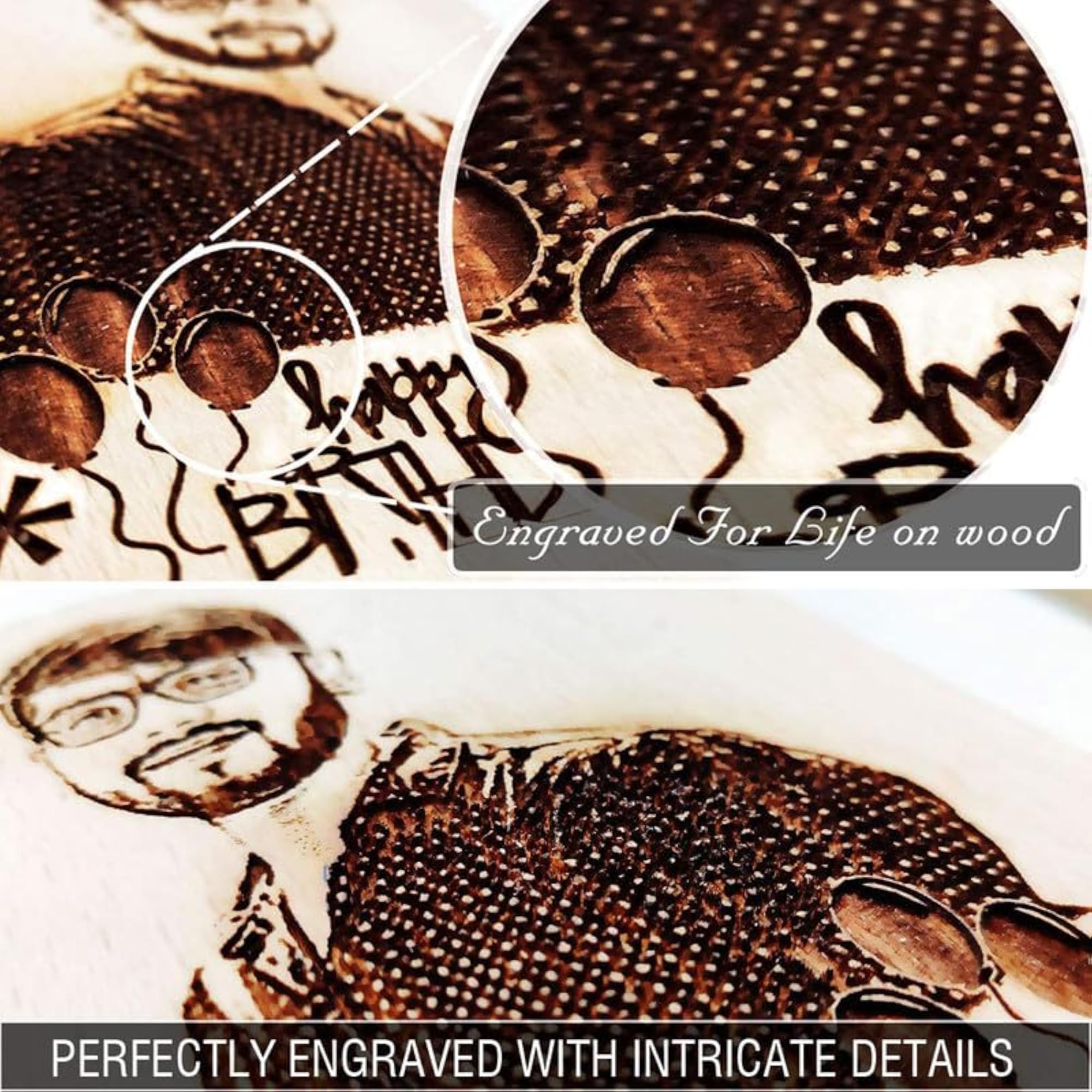Wooden Engraved Photo Keychain, Personalized Gift