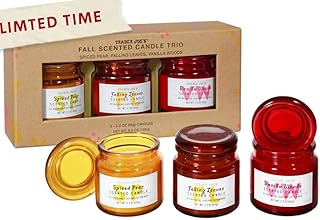 Trader Joe's Fall Scented Candle Trio, Spiced Pear, Falling Leaves, Vanilla Woods, 2.3 oz Glass Jars, Limited Edition, 3 Pack