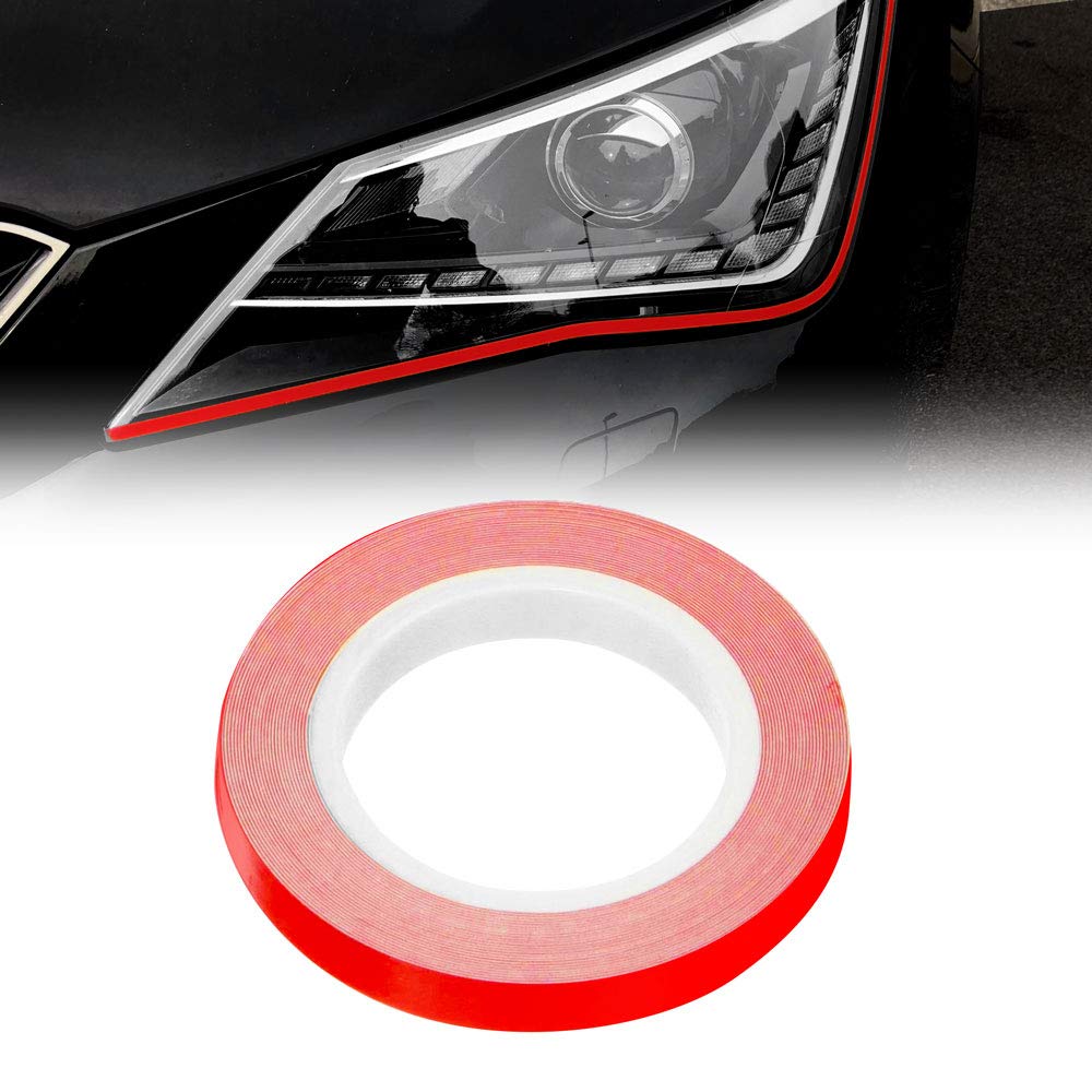 Quattroerre Stripe Roll Eyeliner for Car Headlights, Fluo Red, 7 mm x 3 mt