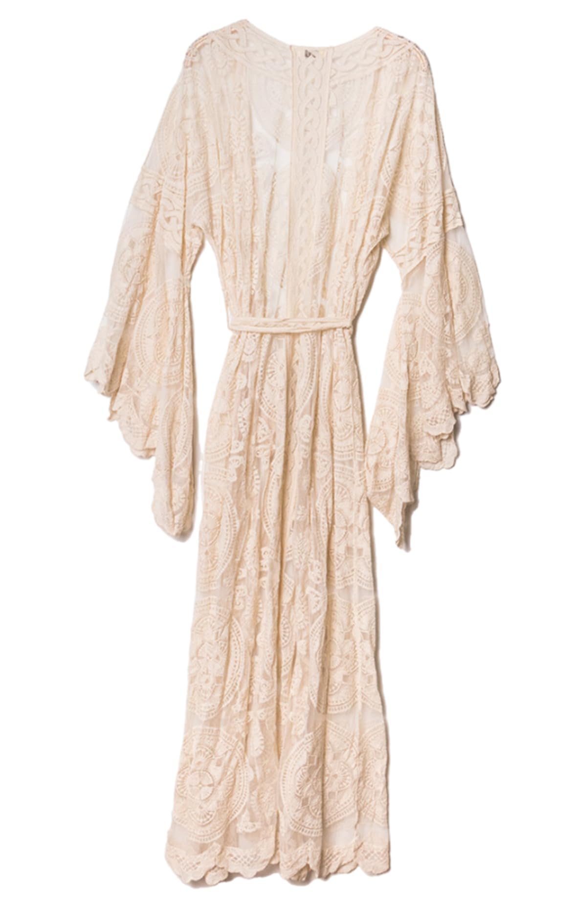 Miro Boho Chic Kimono Ibiza Caftan Long Taille Unique Large Dentelle Coton Qualité Supérieure Robe de Plage Femme Strandkleid Damen Copricostume Kaftan Damen