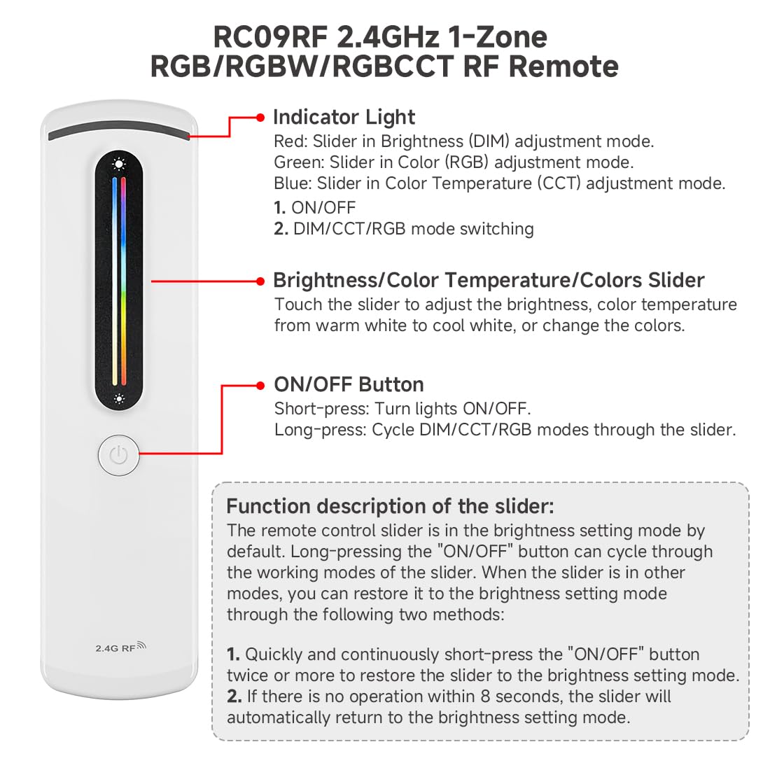 SEZO C03W RGB LED Controller Kit WiFi LED Controller DC12V-24V und RC09RF One-Zonen 2.4GHz Wireless Fernbedienung Gruppensteuerung Mehrere Farbmodi für 5050 FCOB RGB LED-Streifen(No IC)