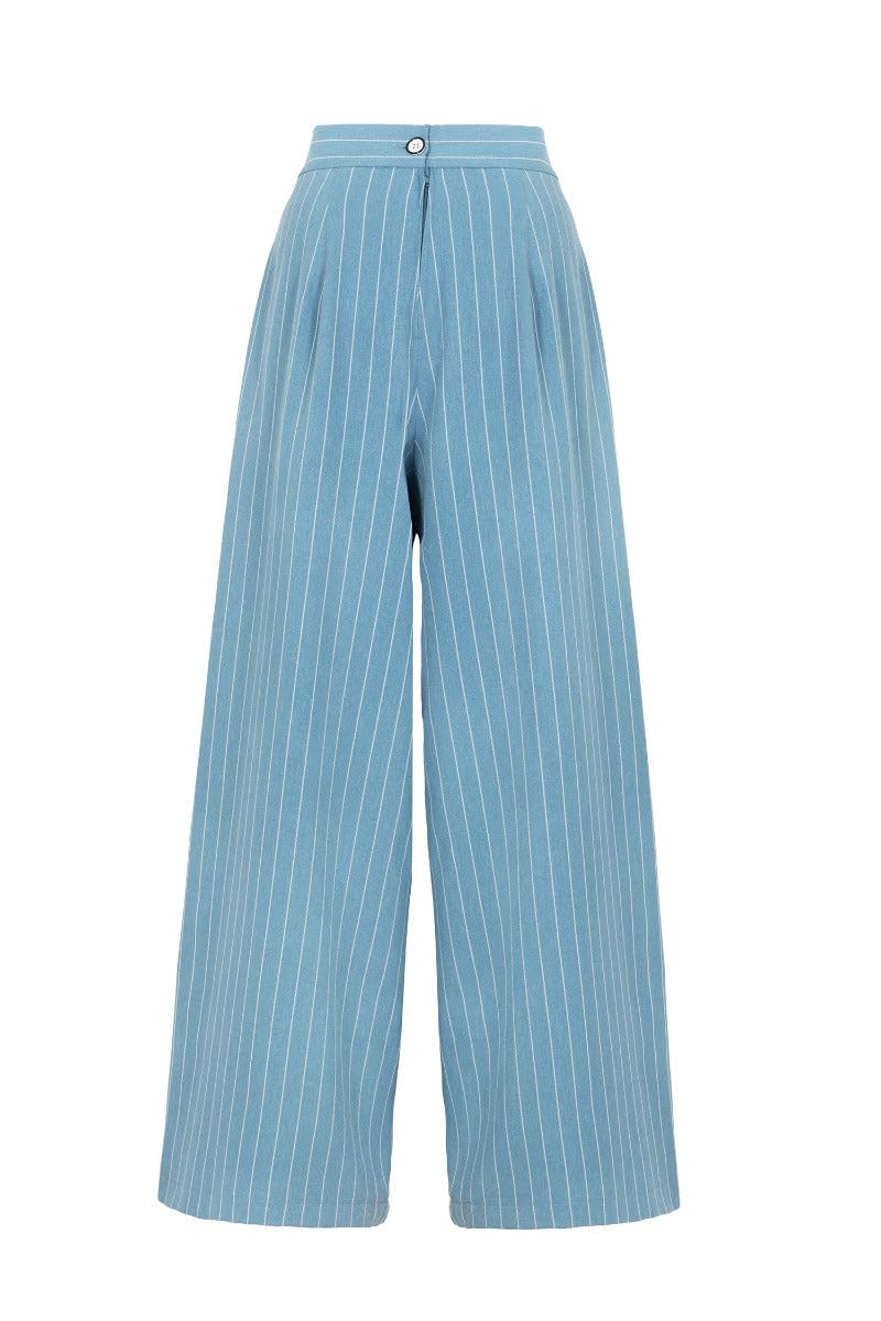 Hell Bunny Unisex Blu Caspian Swing Trousers