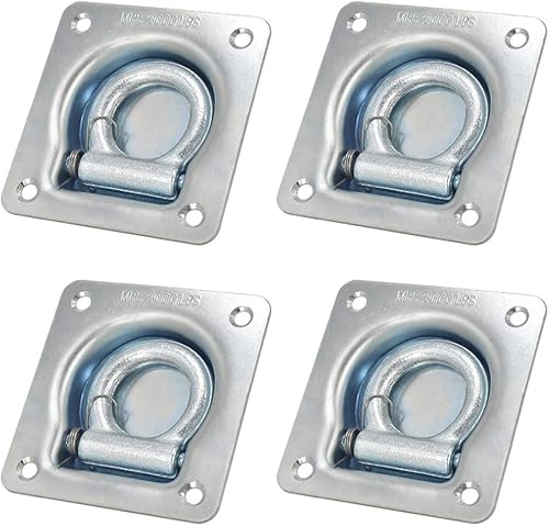 Anilla en D empotrada, anclajes de amarre de carga cuadrados/anclaje de amarre de montaje empotrado, paquete de 4