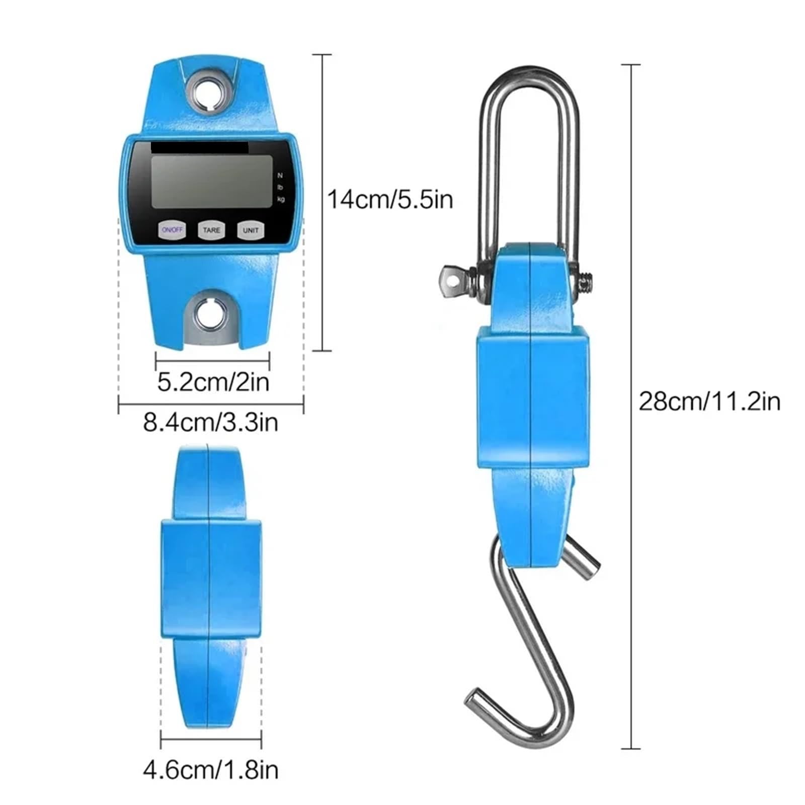 Báscula de grúa digital, Báscula colgante digital de 300 kg, minibáscula de grúa con ganchos for granja, caza y pesca.(Oranje)