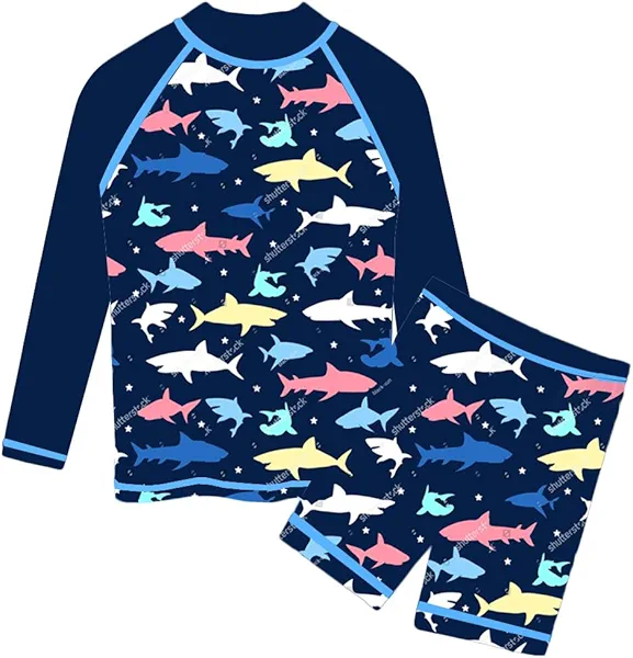HUAANIUE Baby Toddler Boy Swimsuit Rashguard Set Swimwear UPF 50+
