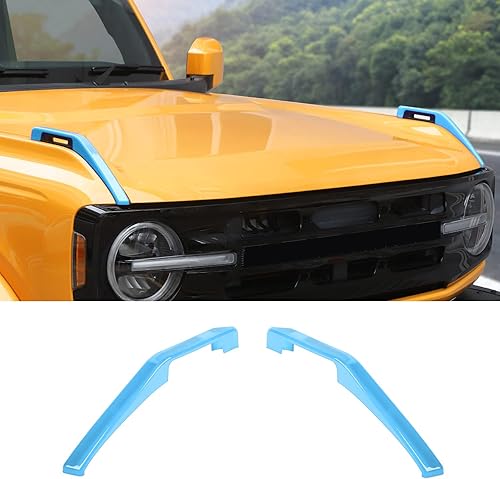 Hoolcar Cubierta de bisagra del capó del motor, cubierta de manija de liberación del capó, accesorios exteriores para Ford Bronco 2021-2022, azul