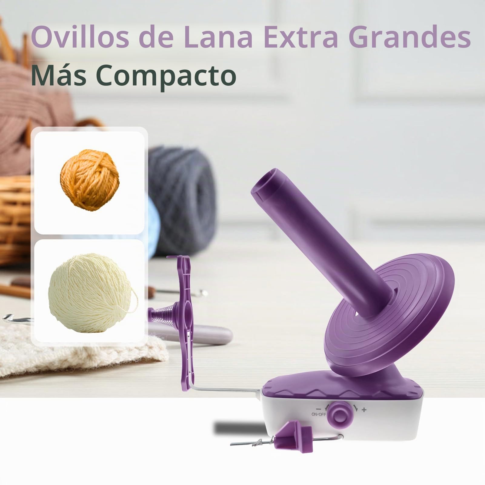 JAOGAUS Bobinadora de Hilo Eléctrica, Devanadora Lana | con Velocidad Continua y Gran Capacidad, Sistema de Doble Resorte de Alta Tensión para Tejer y Hacer Crochet