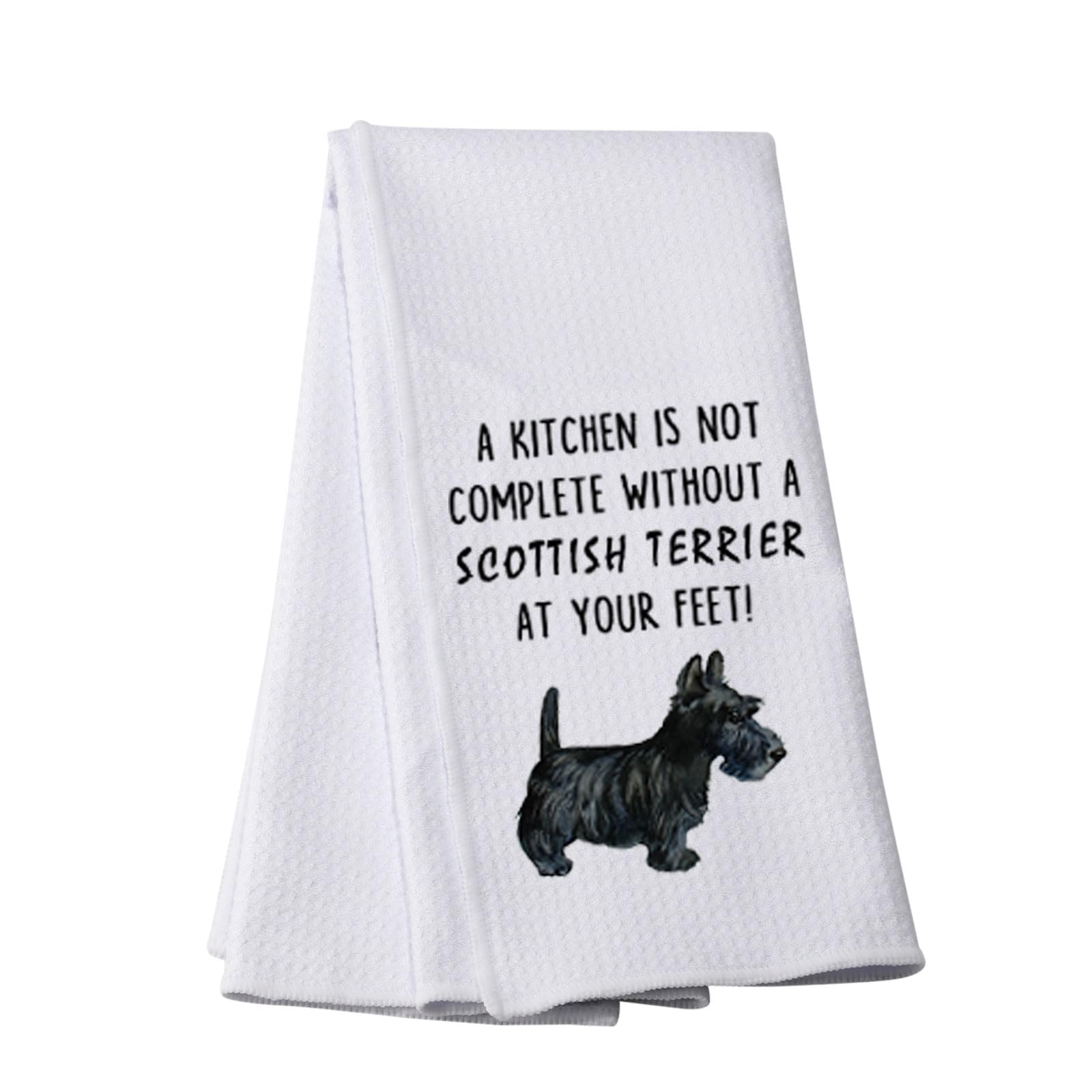 Generic Scottish Terrier Kitchen Towel - Waffle, 80/20 Polyester/Polyamide Blend, White, Animal Print, Small (16x24 Inches), Farmhouse Style, Machine Washable