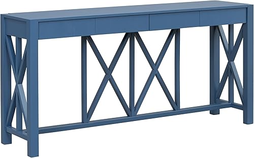 Miniatura 204 de Mesa consola contemporánea con parte superior de madera de hormigón de inspiración industrial, armario de almacenamiento de acento para sala de Gris